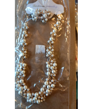 Pearl Necklace + 1 Pair of Pearl Earrings By SKJewels