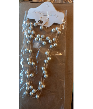 Pearl Necklace + 1 Pair of Pearl Earrings By SKJewels